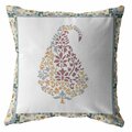 Palacedesigns 16 in. Paisley Indoor & Outdoor Throw Pillow Orange Red & White PA3089622